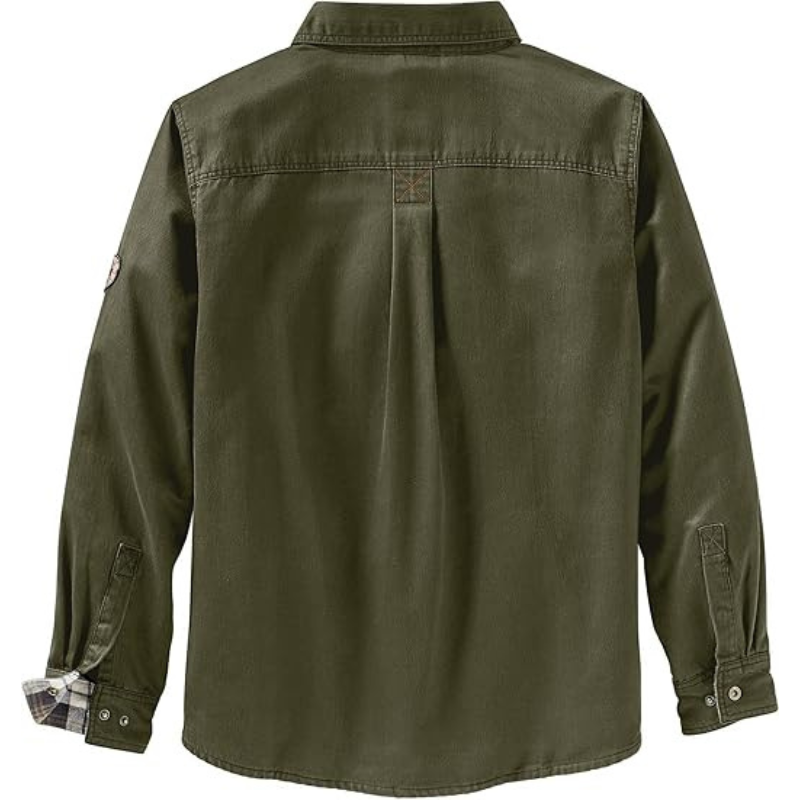 Mens Flannel Lined Shirt Jacket Waxed Cotton Water Resistant