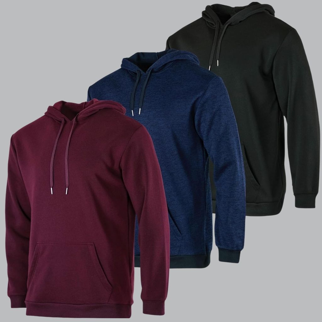 3 Pack Men's Fleece Pullover Hoodie