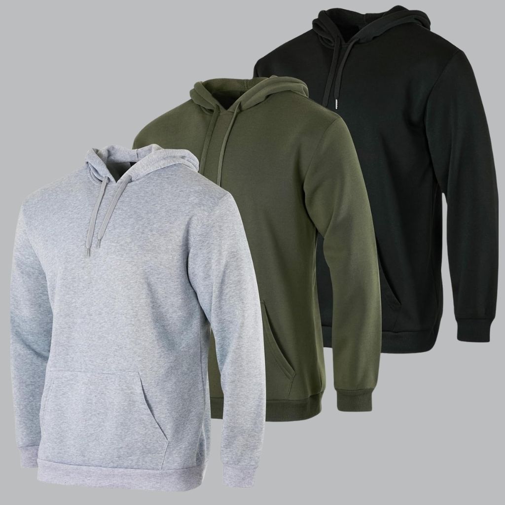 3 Pack Men's Fleece Pullover Hoodie