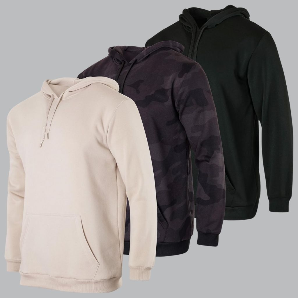 3 Pack Men's Fleece Pullover Hoodie