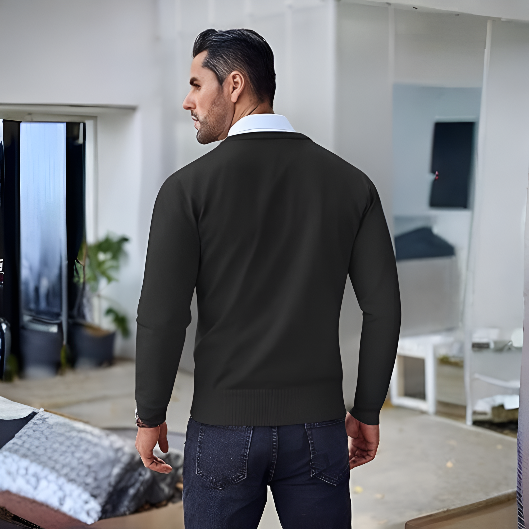 Men's Crew Neck Sweater Slim Fit Lightweight Sweatshirts Knitted Pullover for Casual Or Dressy Wear