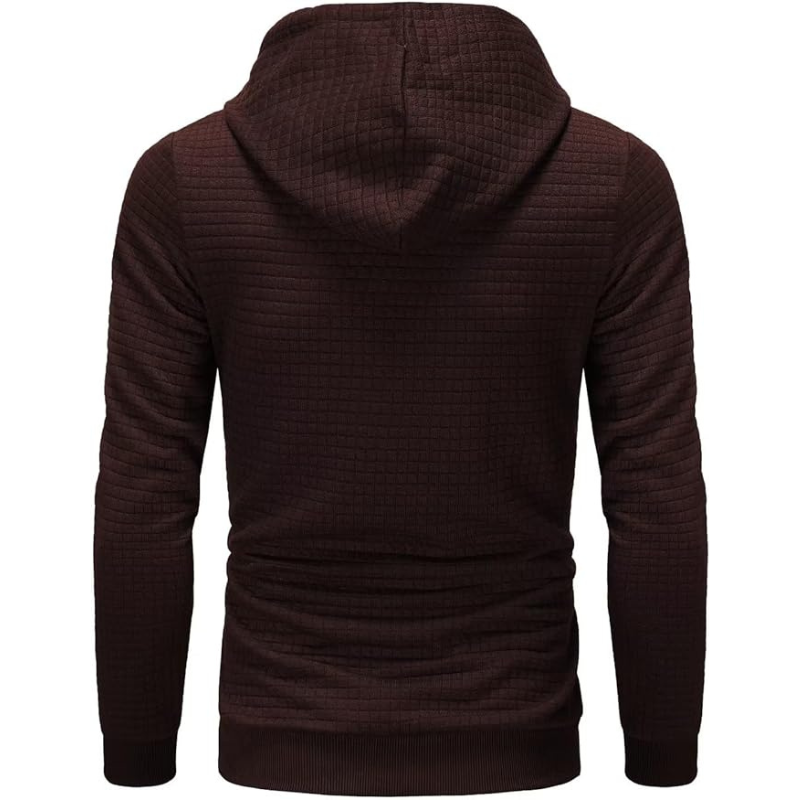 Mens Pullover Hoodies Plaid Jacquard Long Sleeve Drawstring Hipster