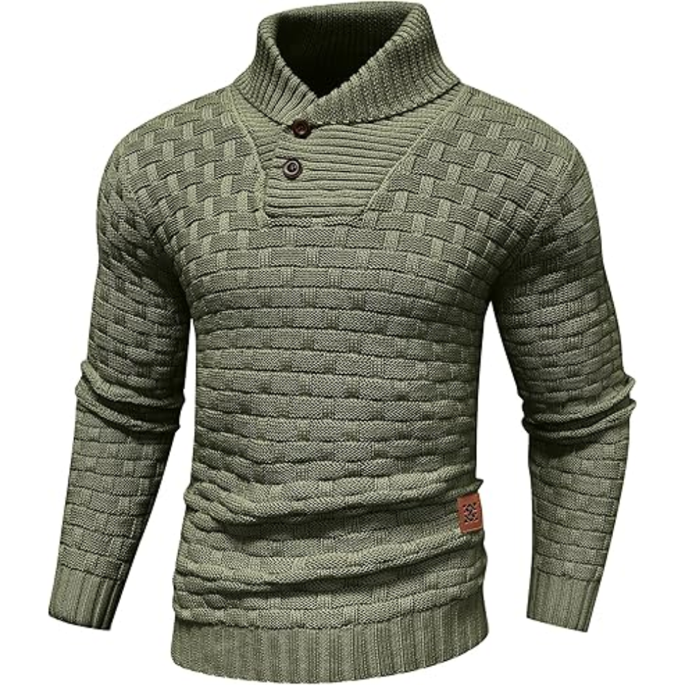Men's Turtleneck Sweater Shawl Collar Pullover Sweaters Regular Fit Knitted Tops