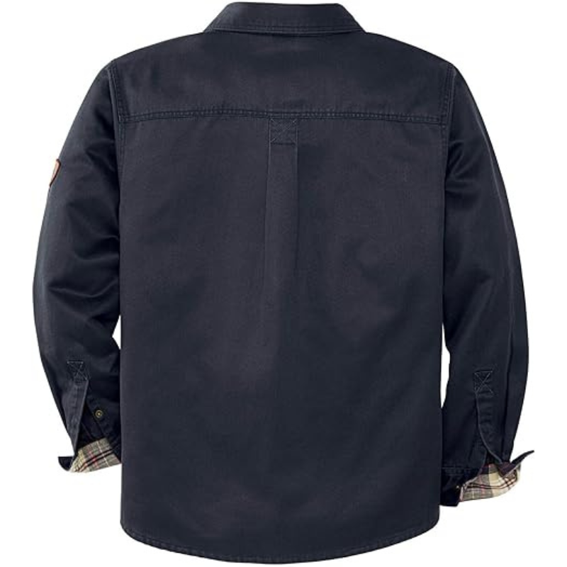 Mens Flannel Lined Shirt Jacket Waxed Cotton Water Resistant