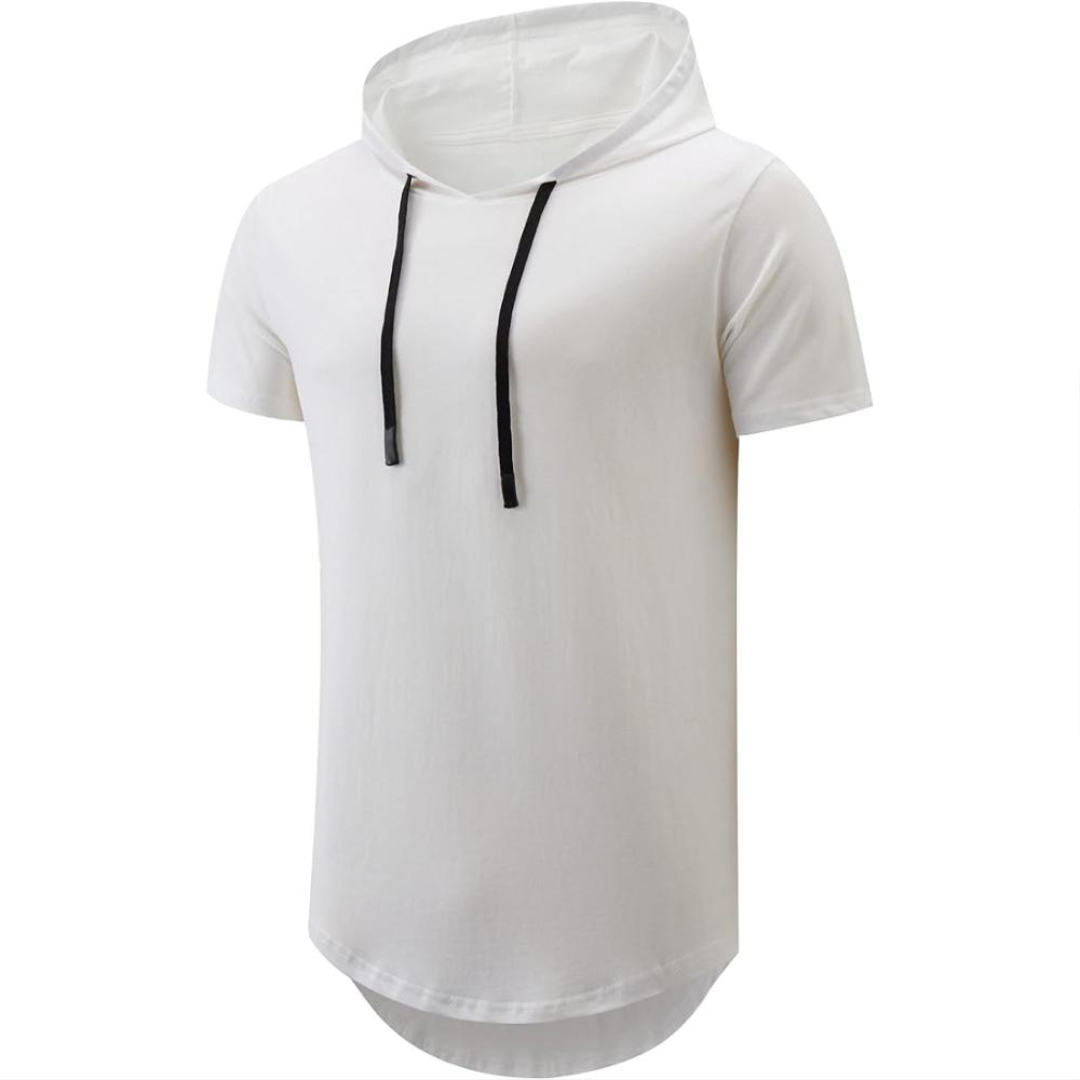 Men Cotton Short Sleeve Hooded T Shirt