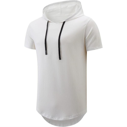 Men Cotton Short Sleeve Hooded T Shirt