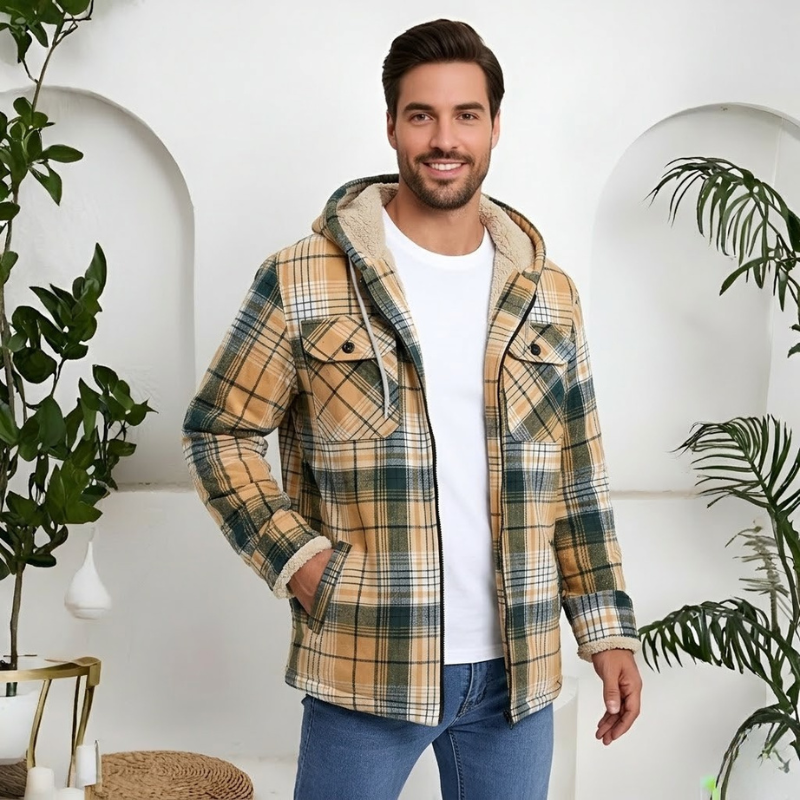 Winter Flannel Zip Up Hoodie For Men