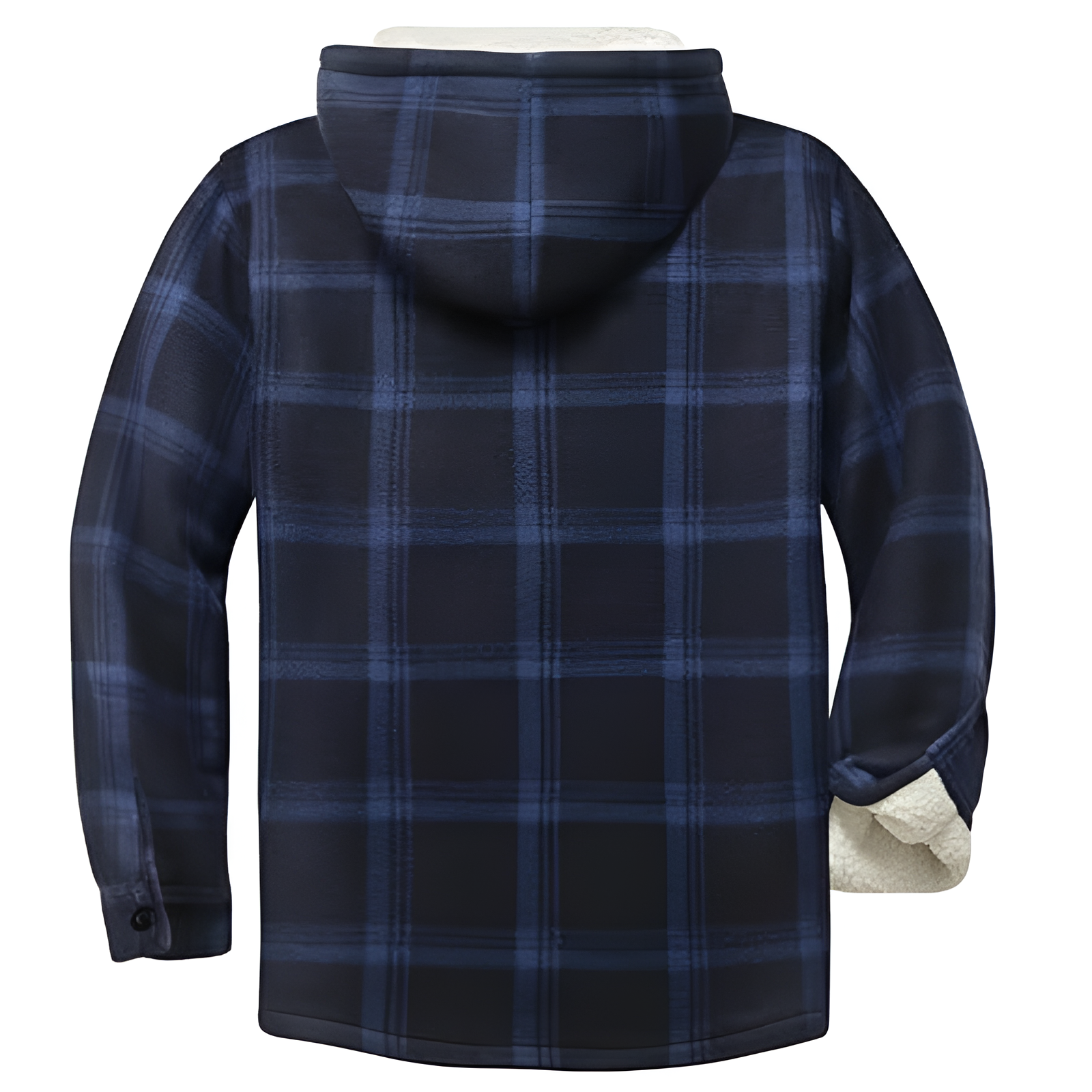 Plaid Sherpa Lined Hooded Flannel Jacket for Men