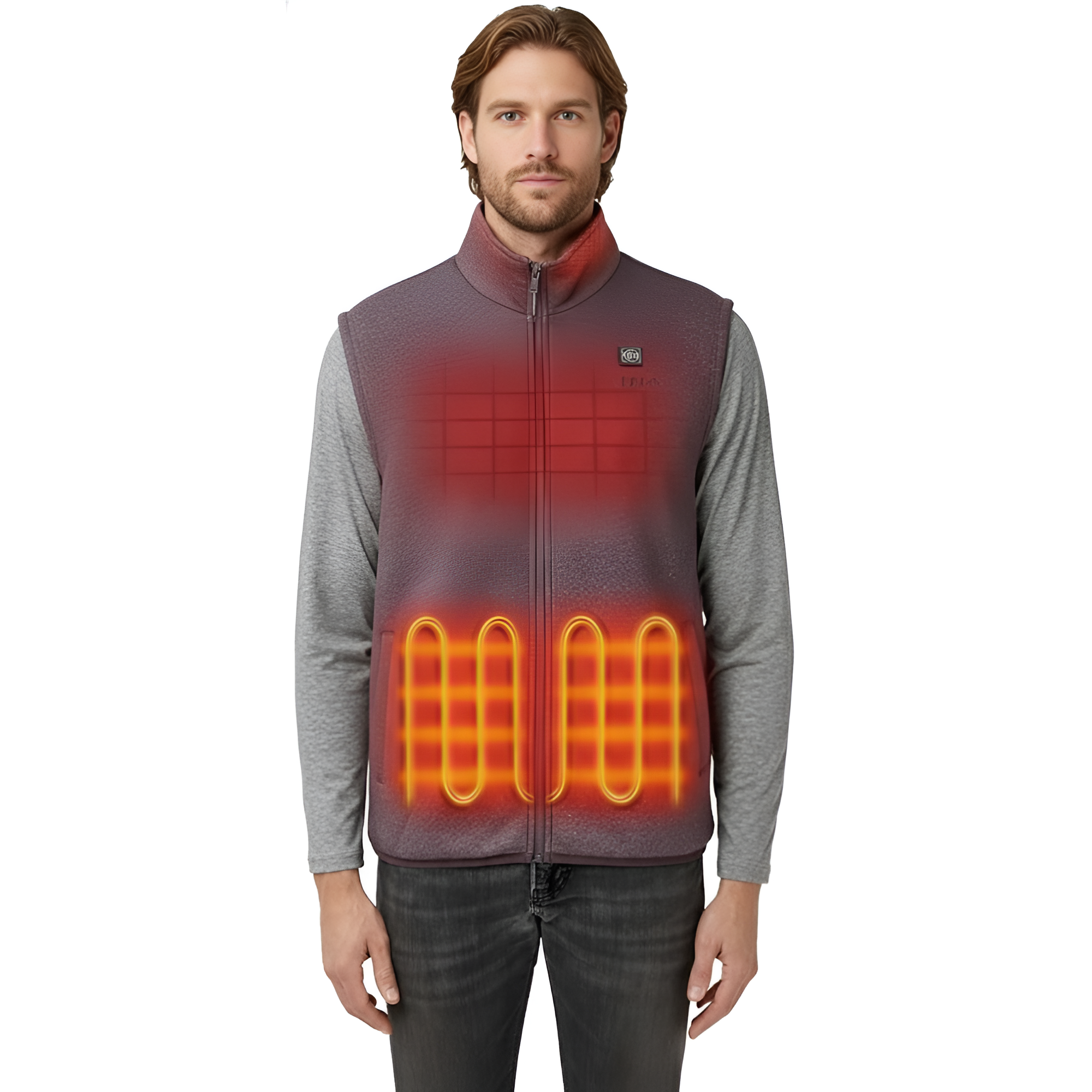 Men's 4-Zone Heated Fleece Vest with Heated Collar, Lightweight Heating Vest with Battery