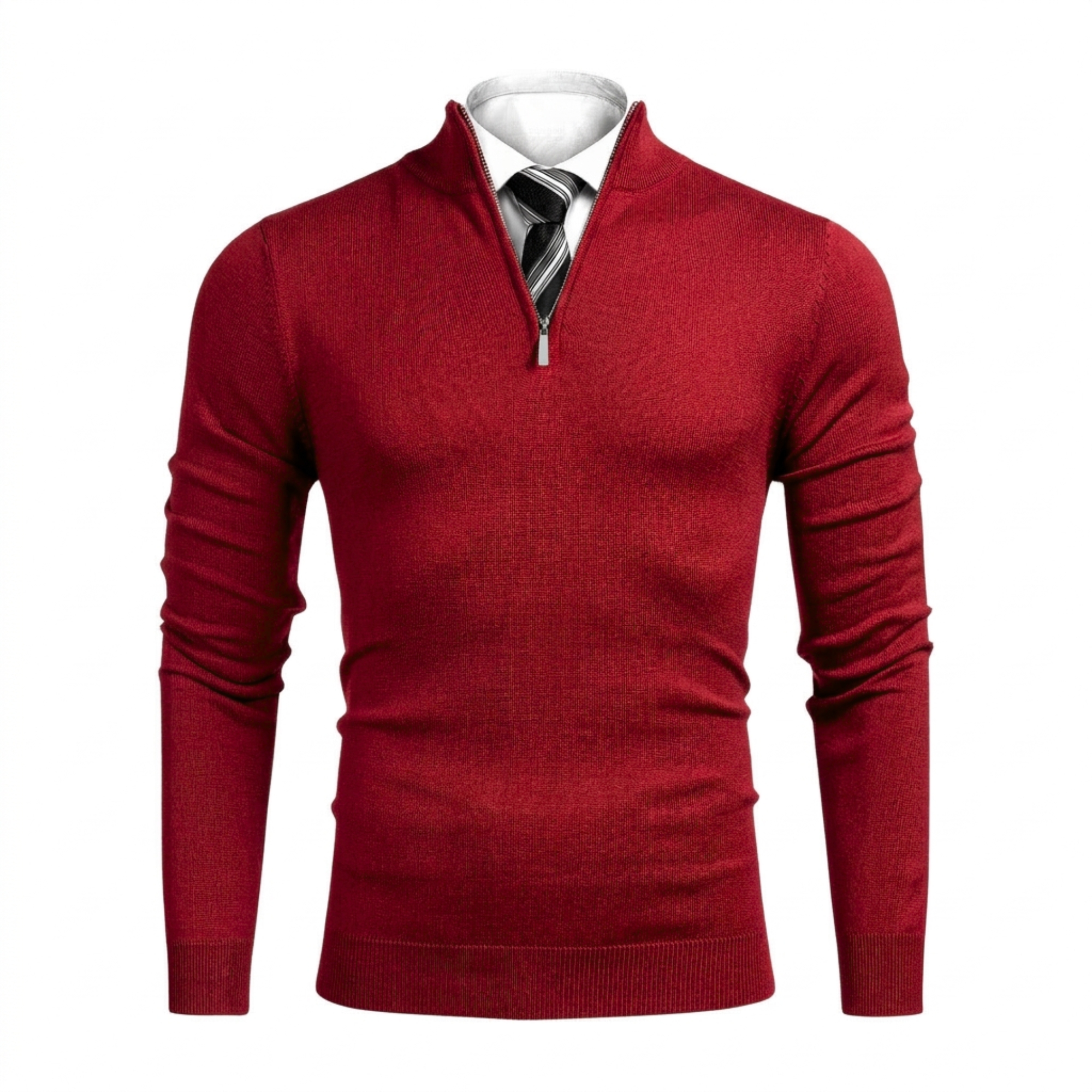 Slim Fit Quarter Zip Knit Pullover