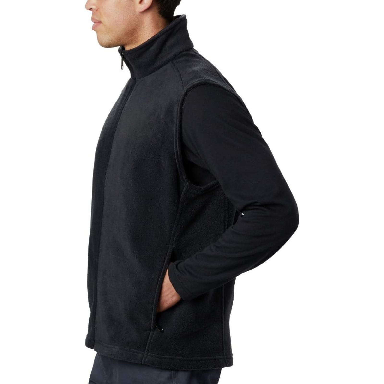 Full Zip Fleece Vest With Zippered Pockets For Men