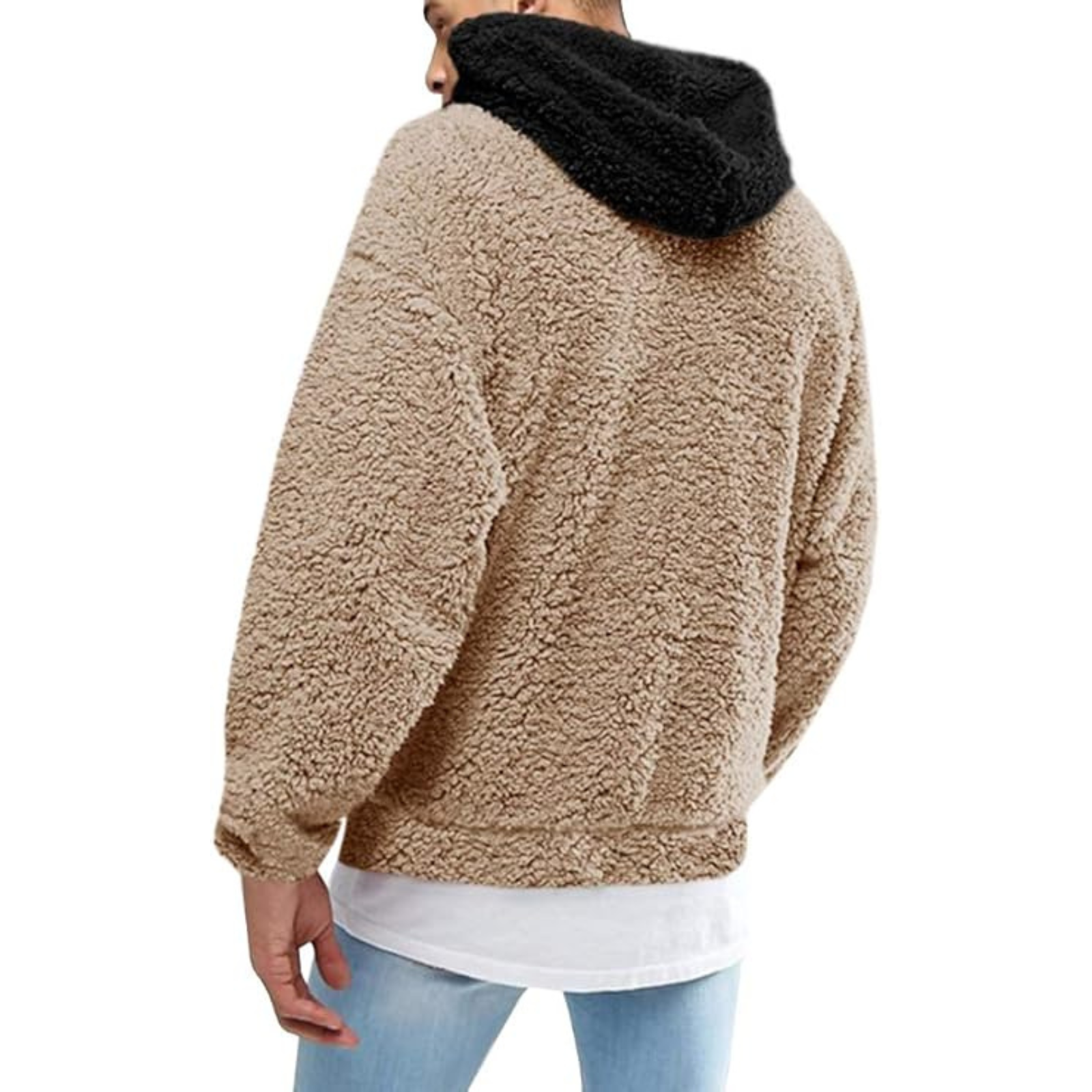 Sherpa Pullover Hooded Sweatshirt With Pocket For Men
