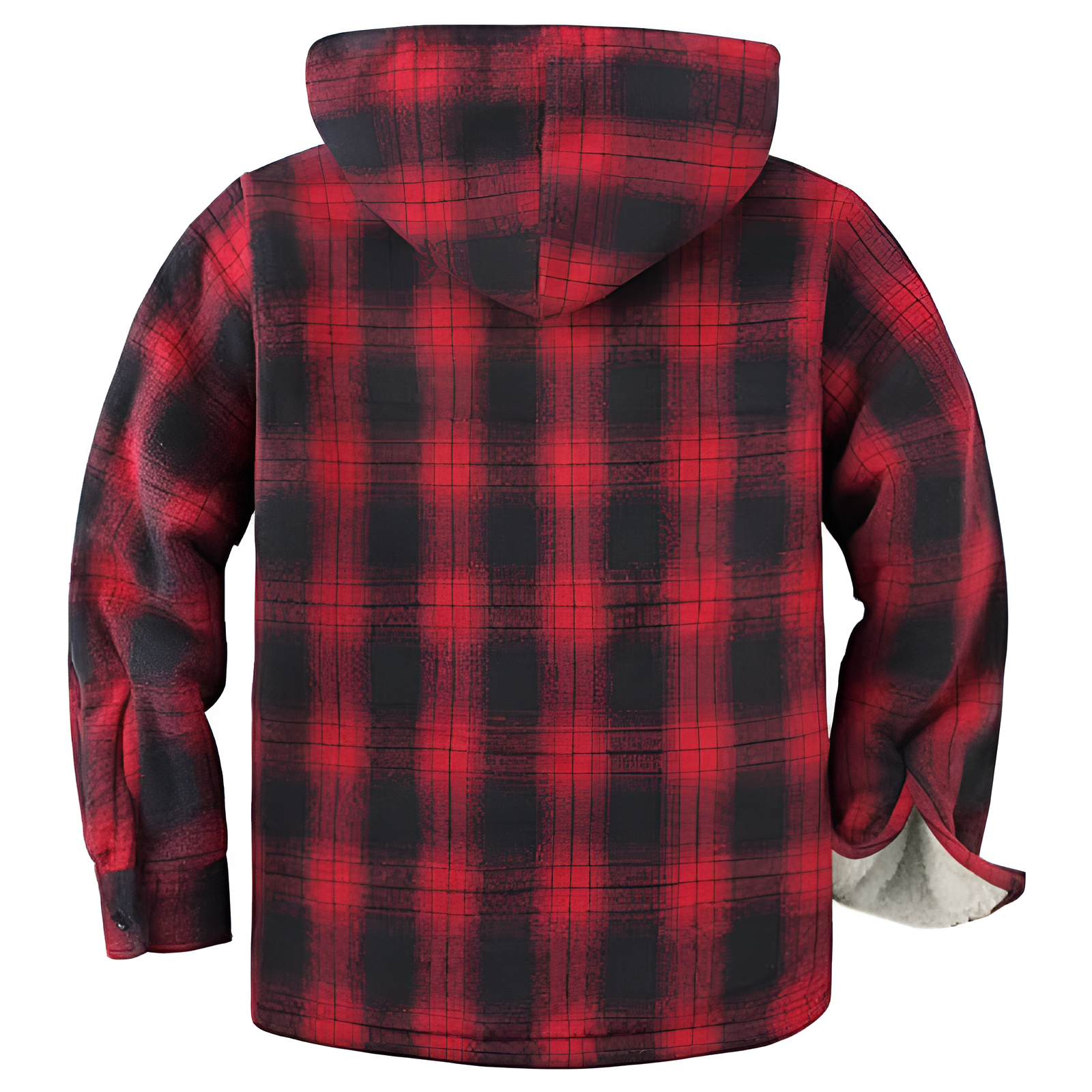 Plaid Sherpa Lined Hooded Flannel Jacket for Men