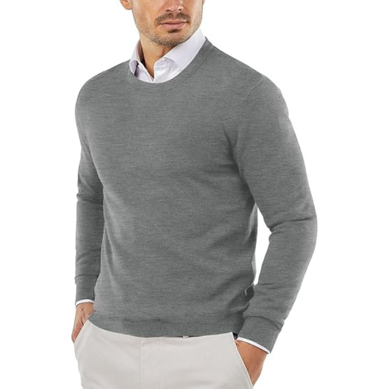 Mens Crew Neck Sweater Slim Fit Lightweight Sweatshirts