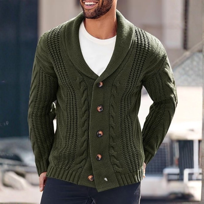 Cable Knit Button Front Cardigan Sweater