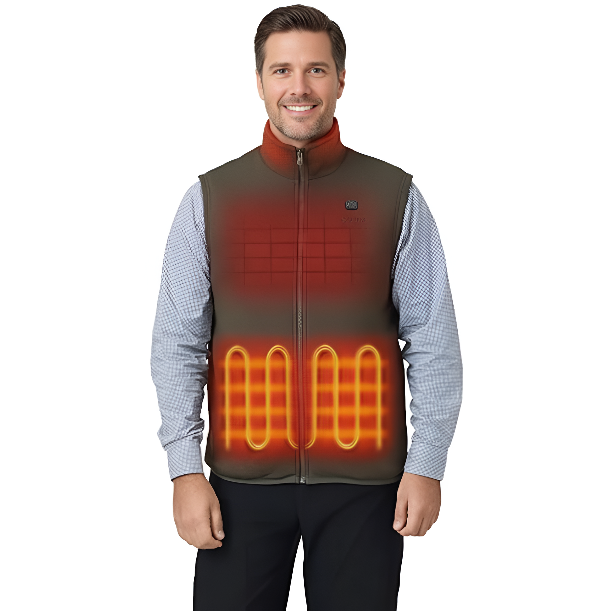 Men's 4-Zone Heated Fleece Vest with Heated Collar, Lightweight Heating Vest with Battery