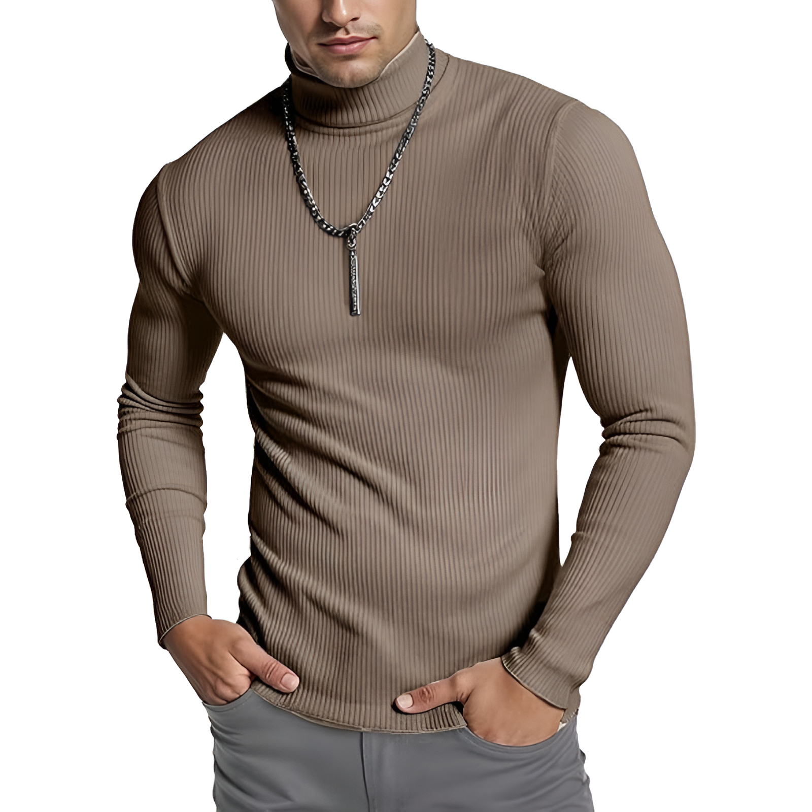 Casual Long Sleeves Ribbed Pullover For Men