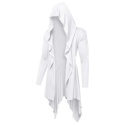 Long Hooded Cardigan Drape Cape Overcoat With Pockets