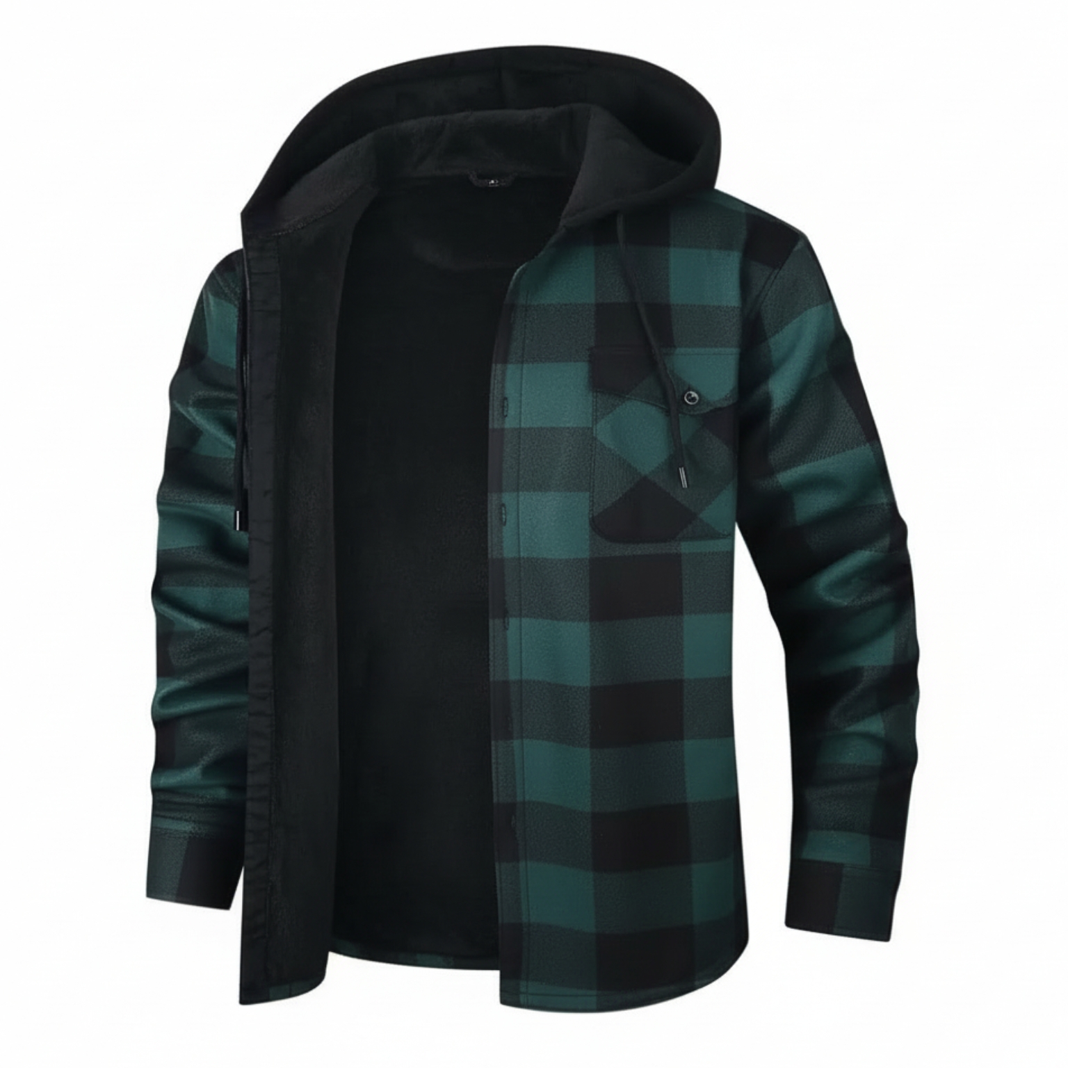 Thermal Flannel Plaid Winter Jacket With Pockets For Men