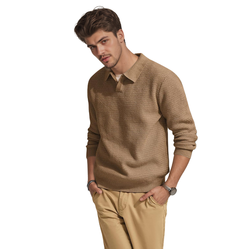 Textured V Style Long Sleeve Pullover