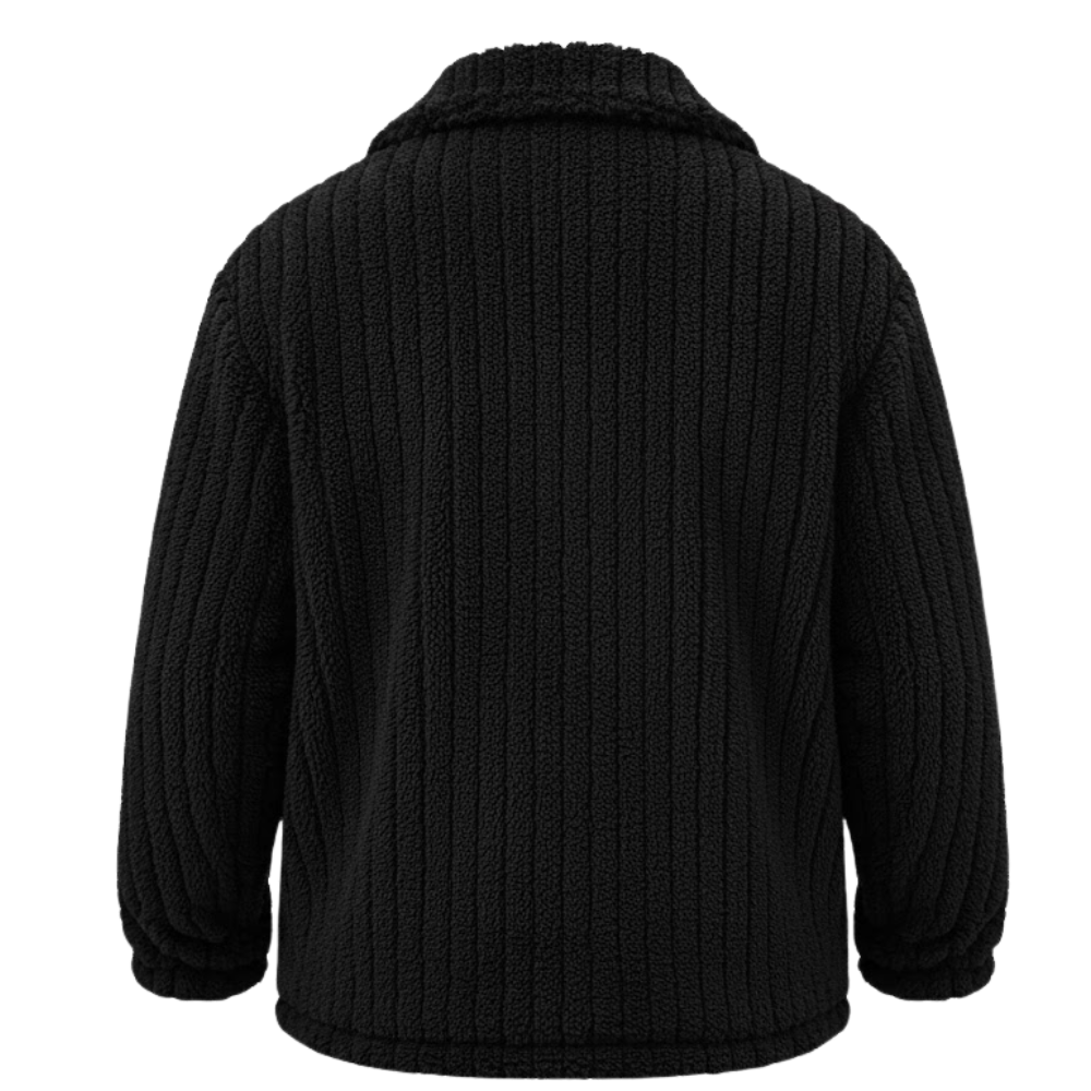 Winter Plush Jacket With Soft Collar and Button Closure For Men