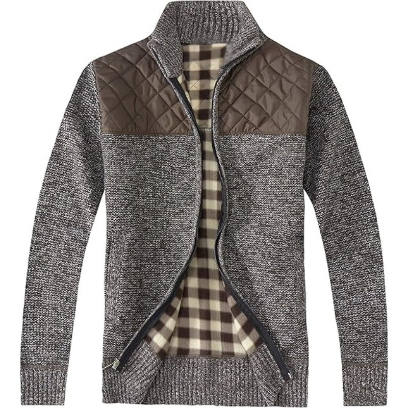 Full Zip Knit Cardigan With Lining