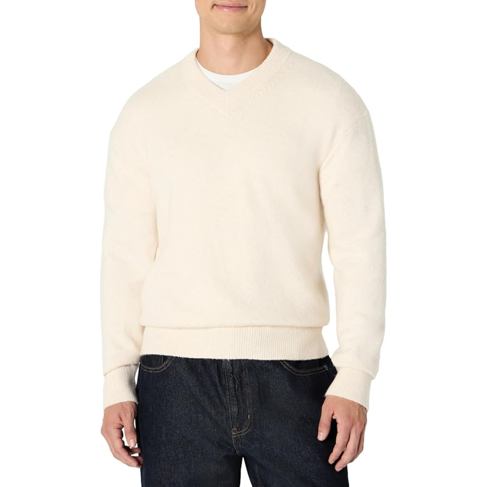 Men's Regular-Fit Cotton Blend V-Neck Sweater