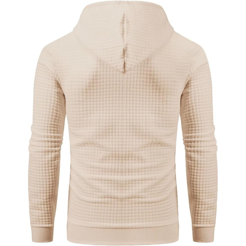 Mens Pullover Hoodies Plaid Jacquard Long Sleeve Drawstring Hipster