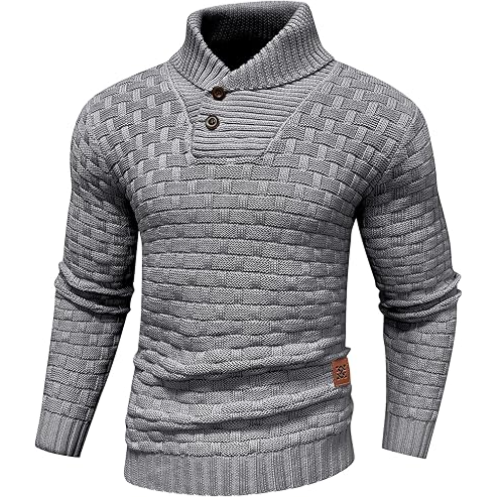 Men's Turtleneck Sweater Shawl Collar Pullover Sweaters Regular Fit Knitted Tops