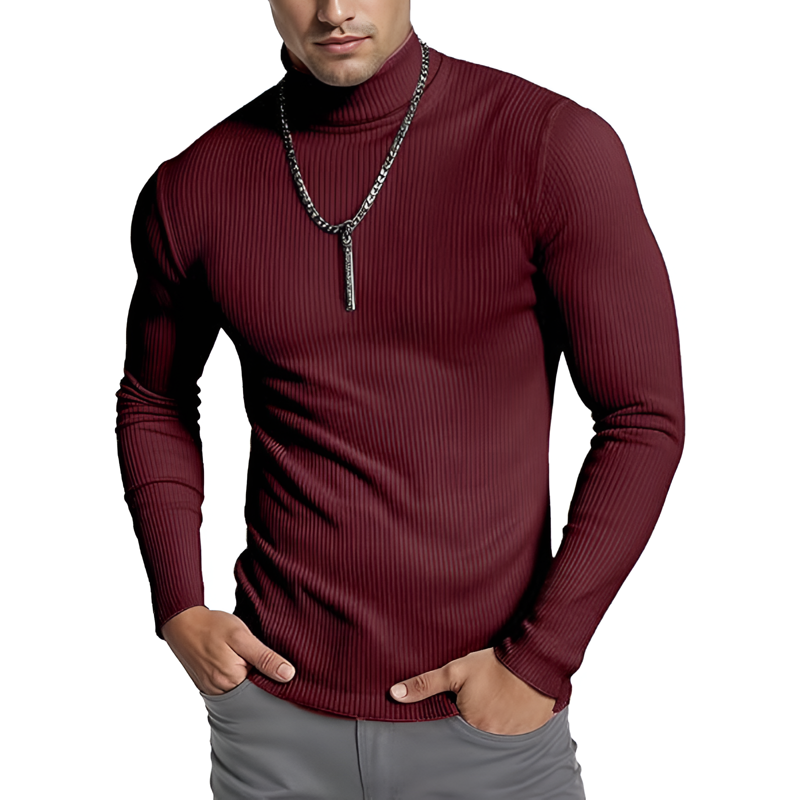 Casual Long Sleeves Ribbed Pullover For Men