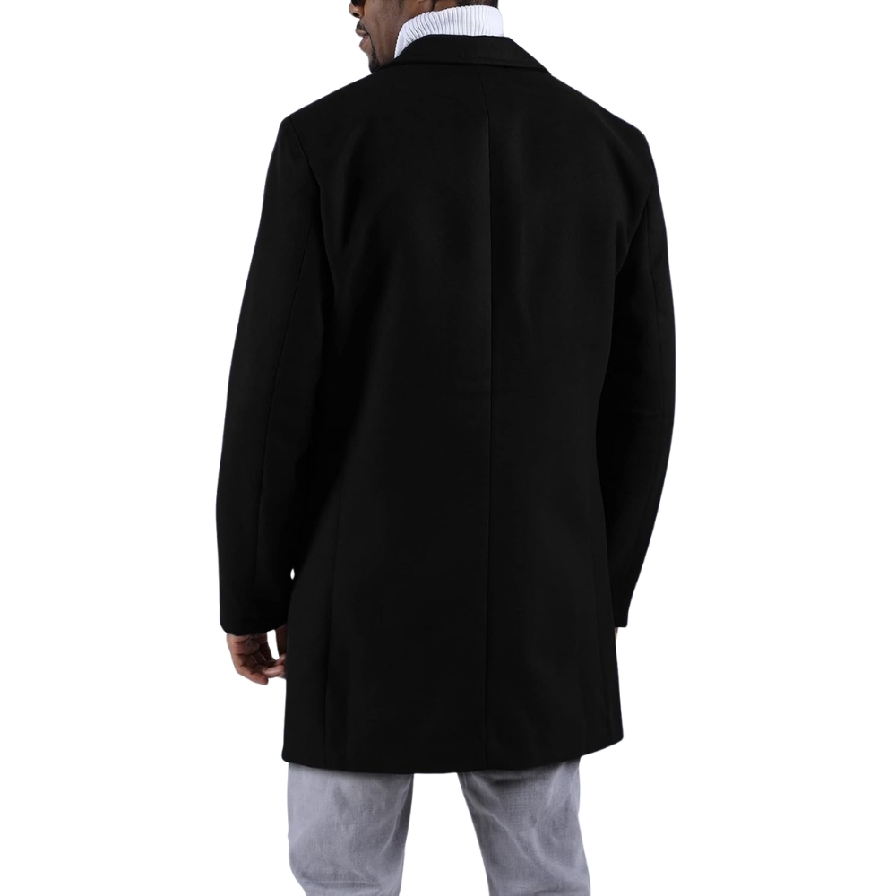 Men's Wool Blend Pea Coat Notched Collar Single Breasted Overcoat Warm Winter Trench Coat