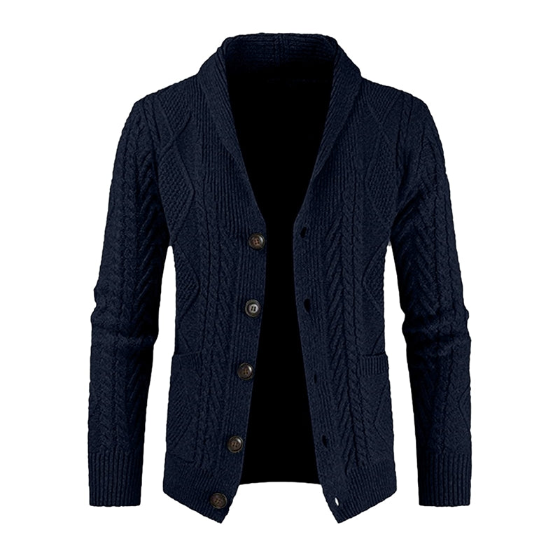 Casual Long Sleeve Shawl Collar Cardigan Sweater With Pockets