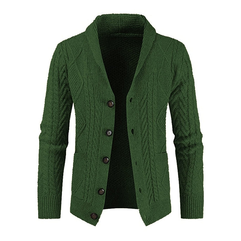 Casual Long Sleeve Shawl Collar Cardigan Sweater With Pockets
