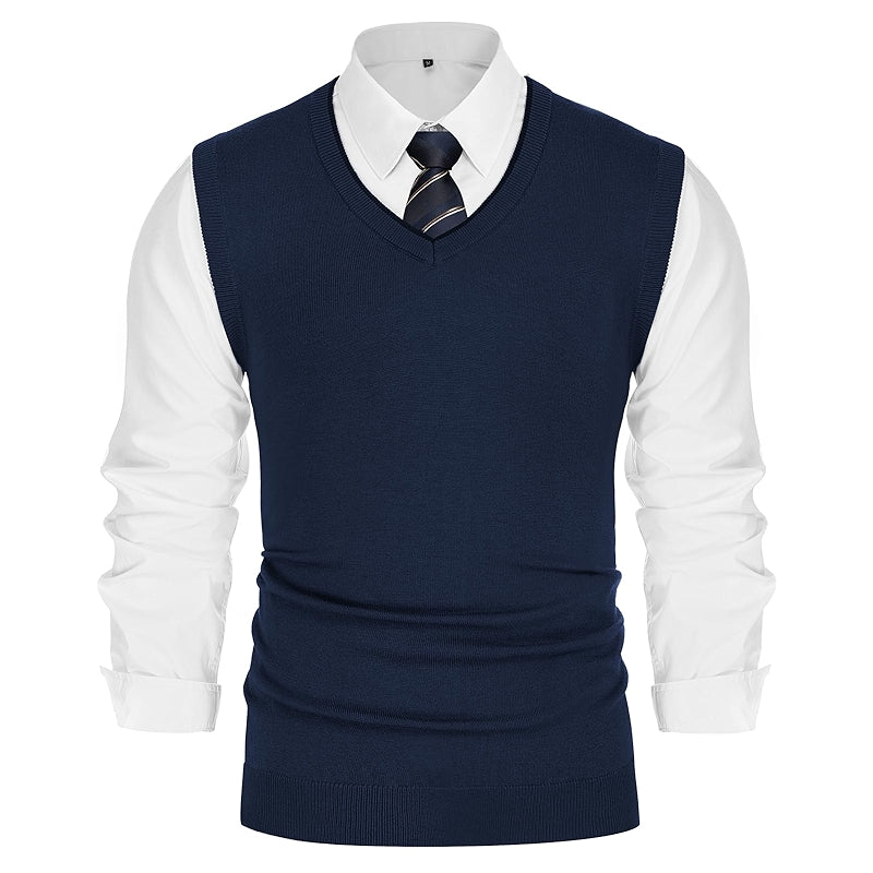 Sweater Vest Wool Blended Knitted V Neck Sleeveless Pullover