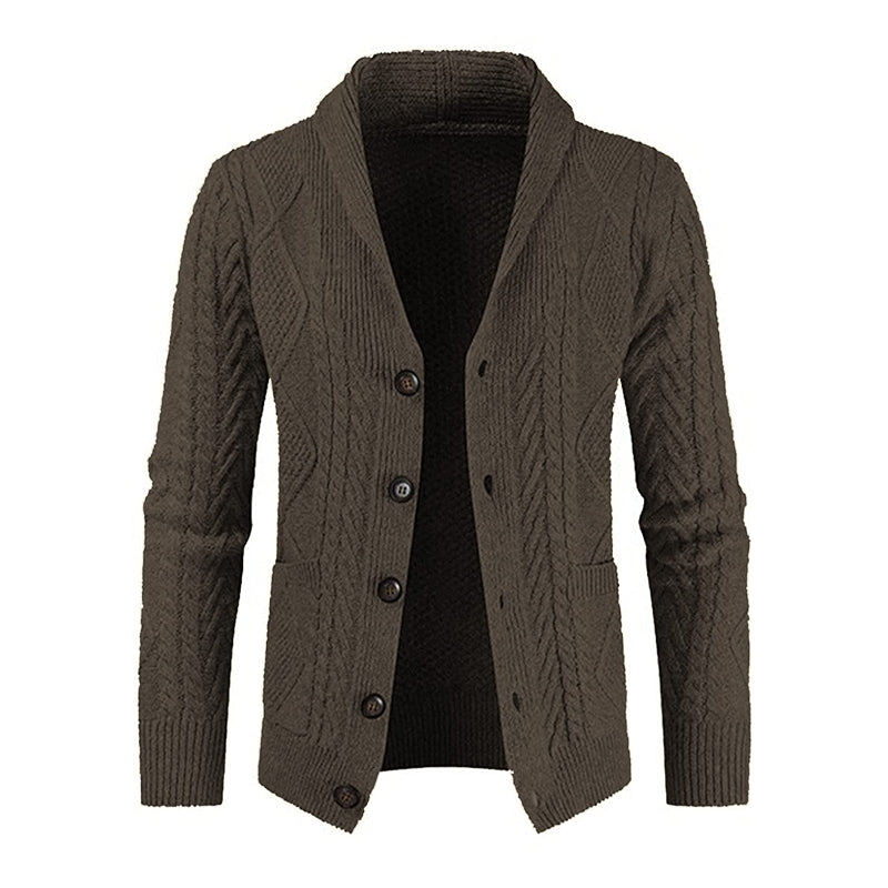 Casual Long Sleeve Shawl Collar Cardigan Sweater With Pockets