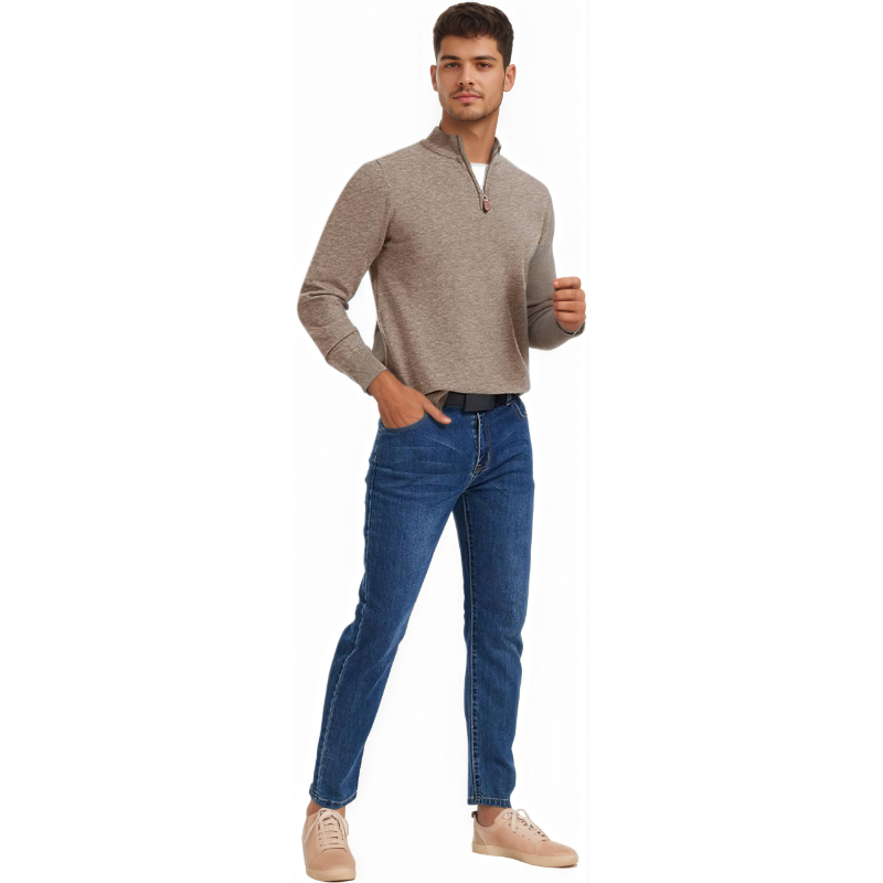Quarter Zip Sweaters Slim Fit Long Sleeve Knitted Pullover Mock Neck Business Casual Dress Sweater