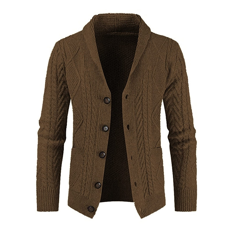 Casual Long Sleeve Shawl Collar Cardigan Sweater With Pockets