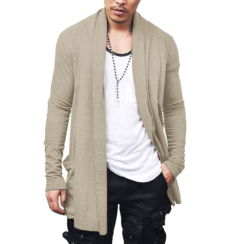 Ruffle Shawl Collar Cardigan Open Front Lightweight Drape Cape