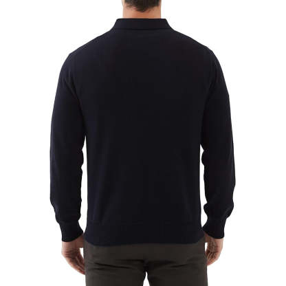Kallspin Cotton Knit Polo Sweater Classic Casual Long Sleeve