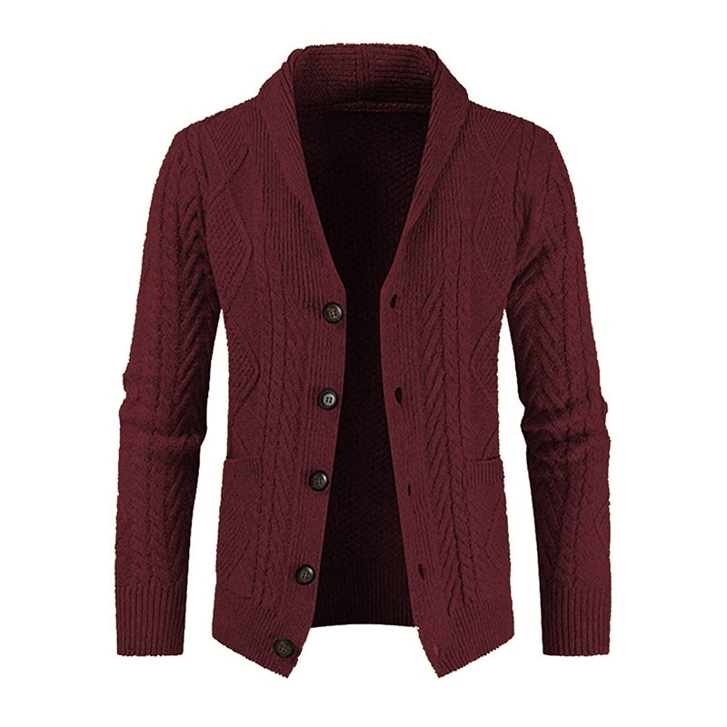 Casual Long Sleeve Shawl Collar Cardigan Sweater With Pockets