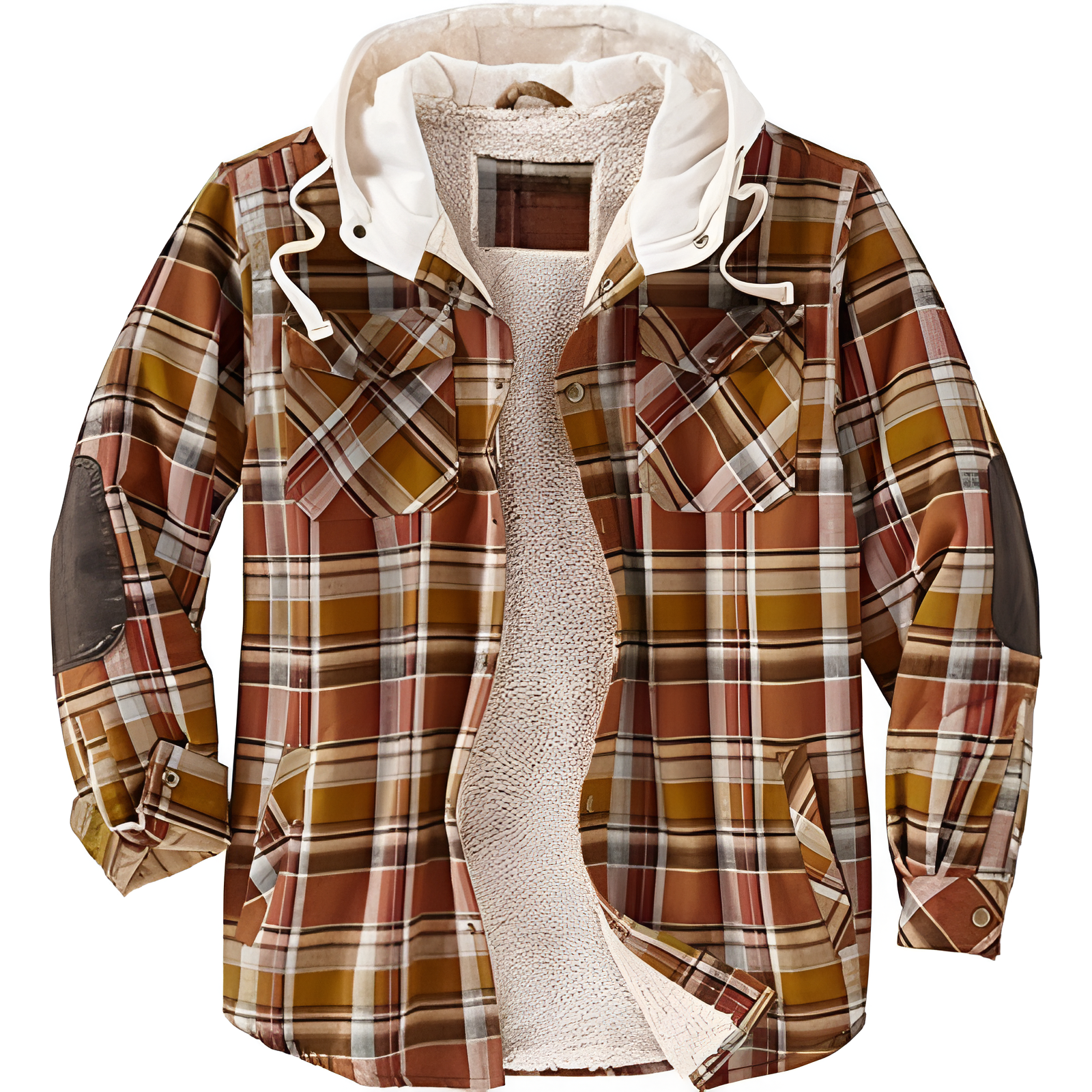 Insulated Plaid Hooded Flannel Jacket For Men