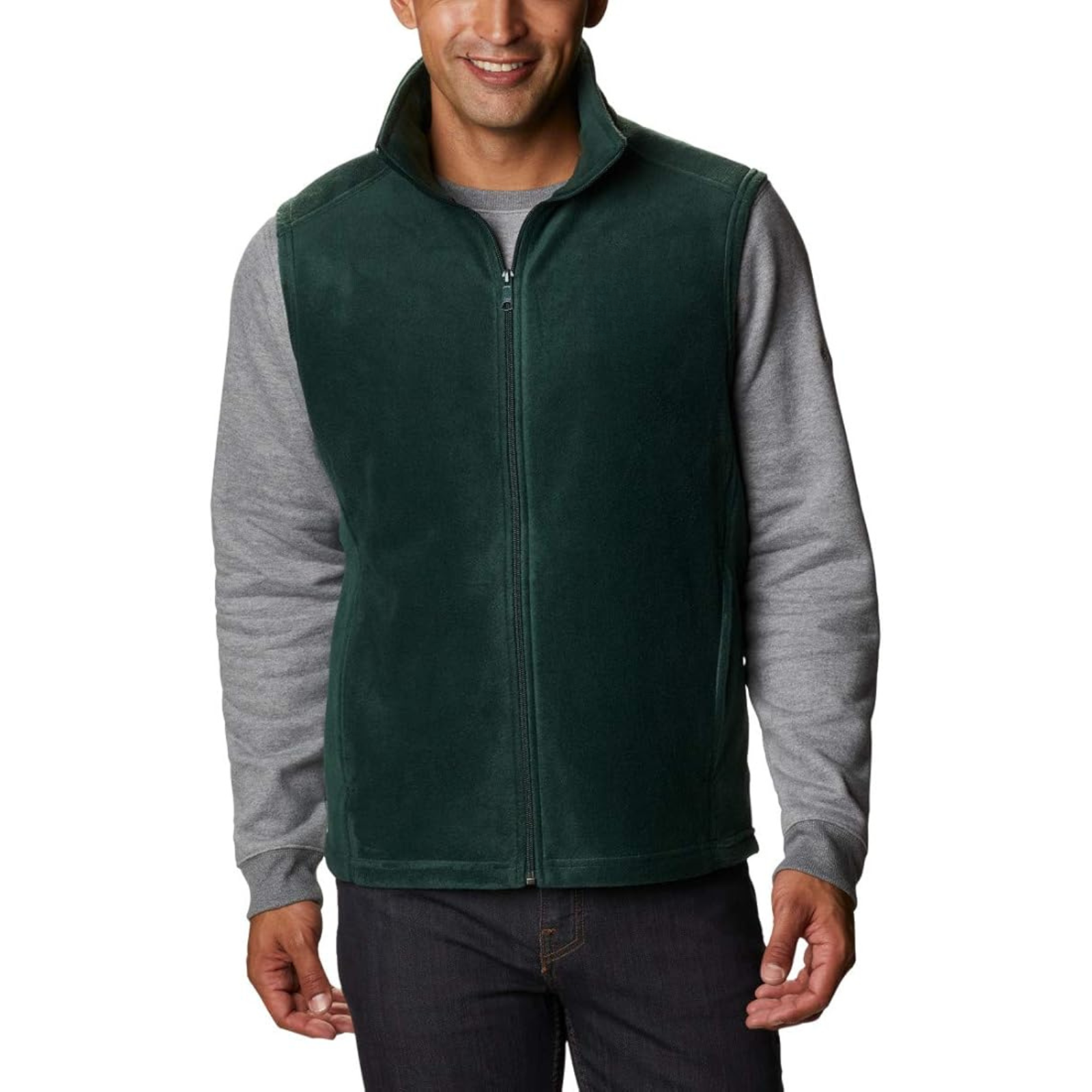 Full Zip Fleece Vest With Zippered Pockets For Men