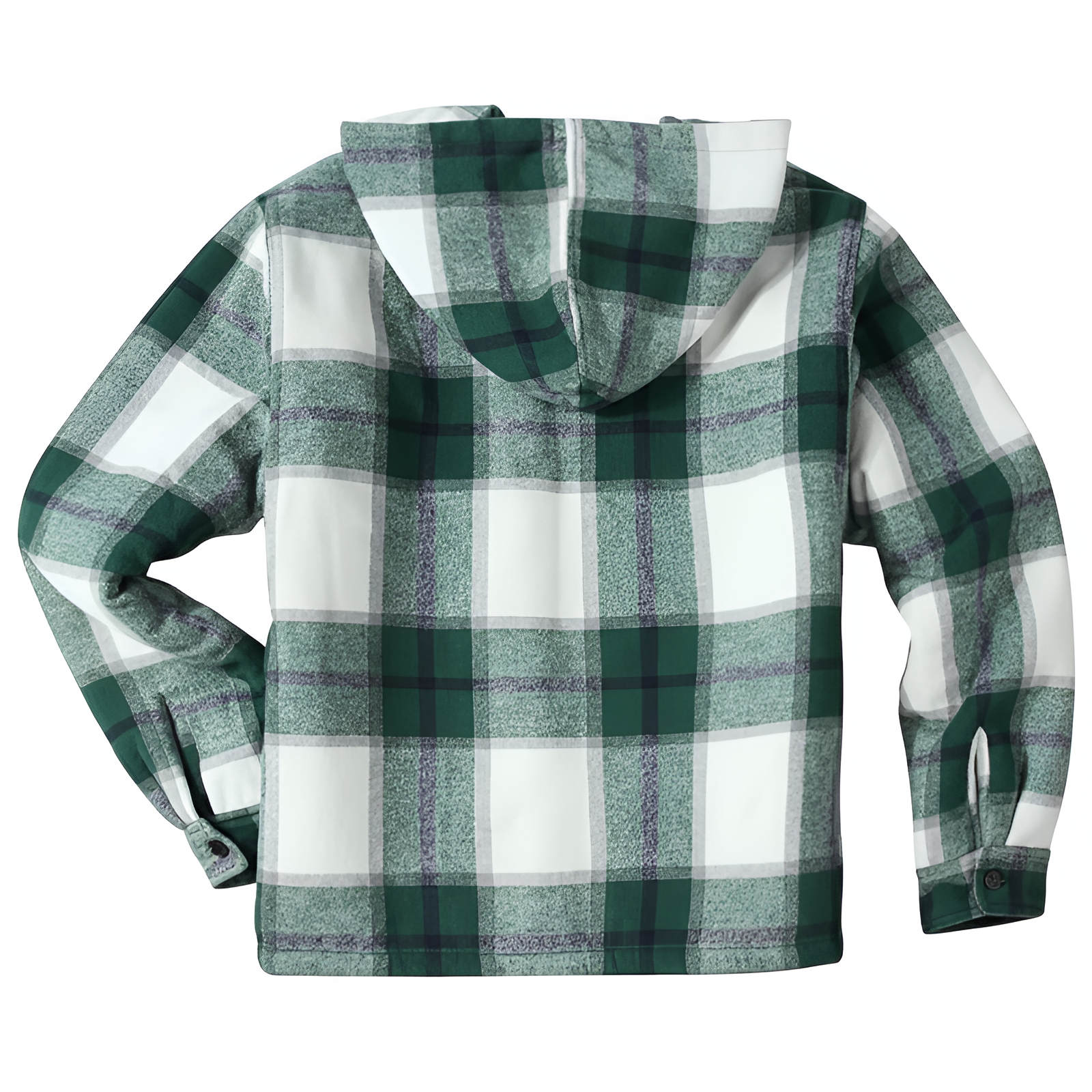 Plaid Sherpa Lined Hooded Flannel Jacket for Men