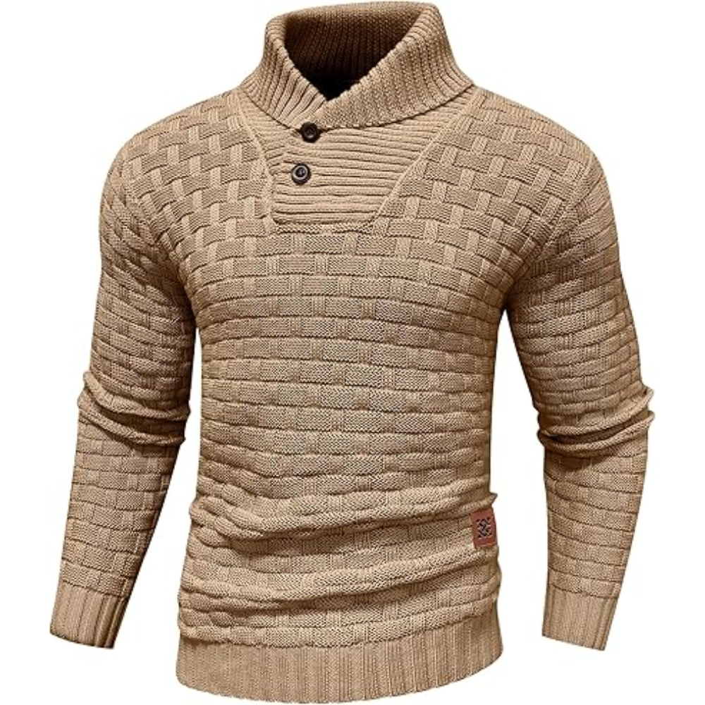 Men's Turtleneck Sweater Shawl Collar Pullover Sweaters Regular Fit Knitted Tops