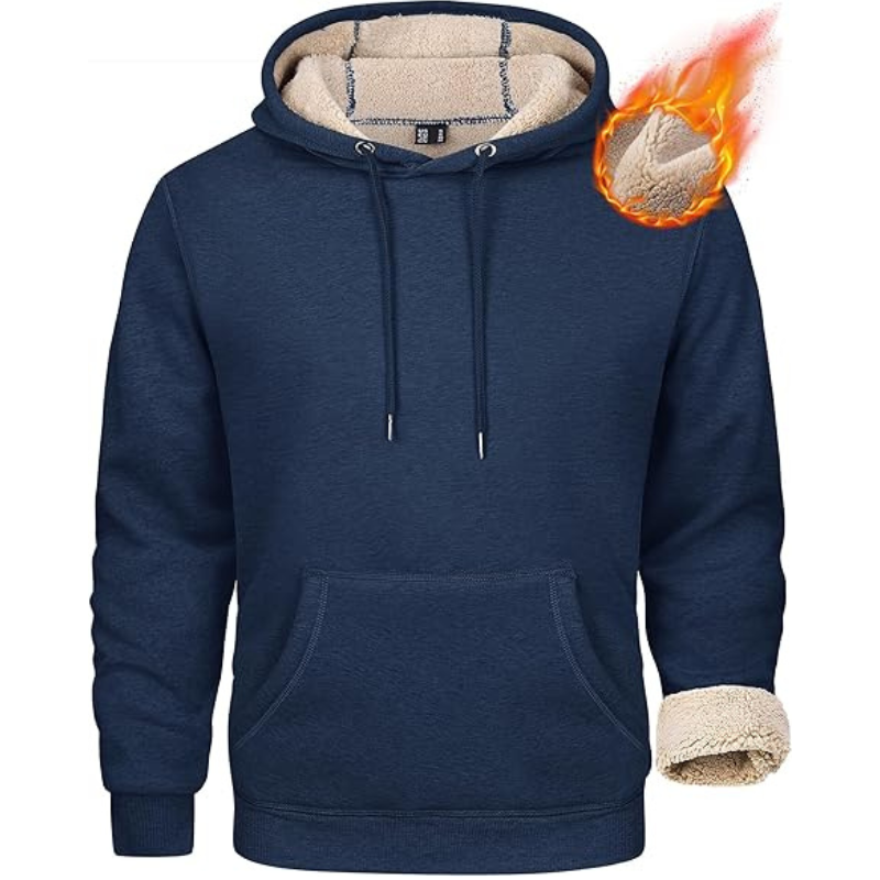 Mens Heavy Hoodie Sherpa Fleece Lined Pullover Thick Winter Hooded Sweatshirt