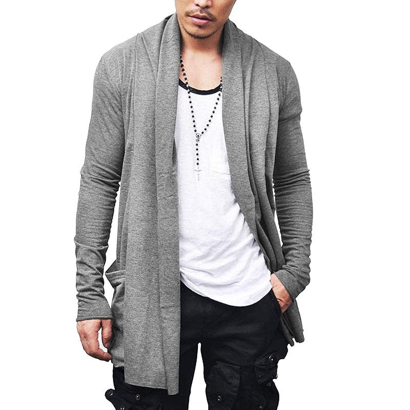 Ruffle Shawl Collar Cardigan Open Front Lightweight Drape Cape