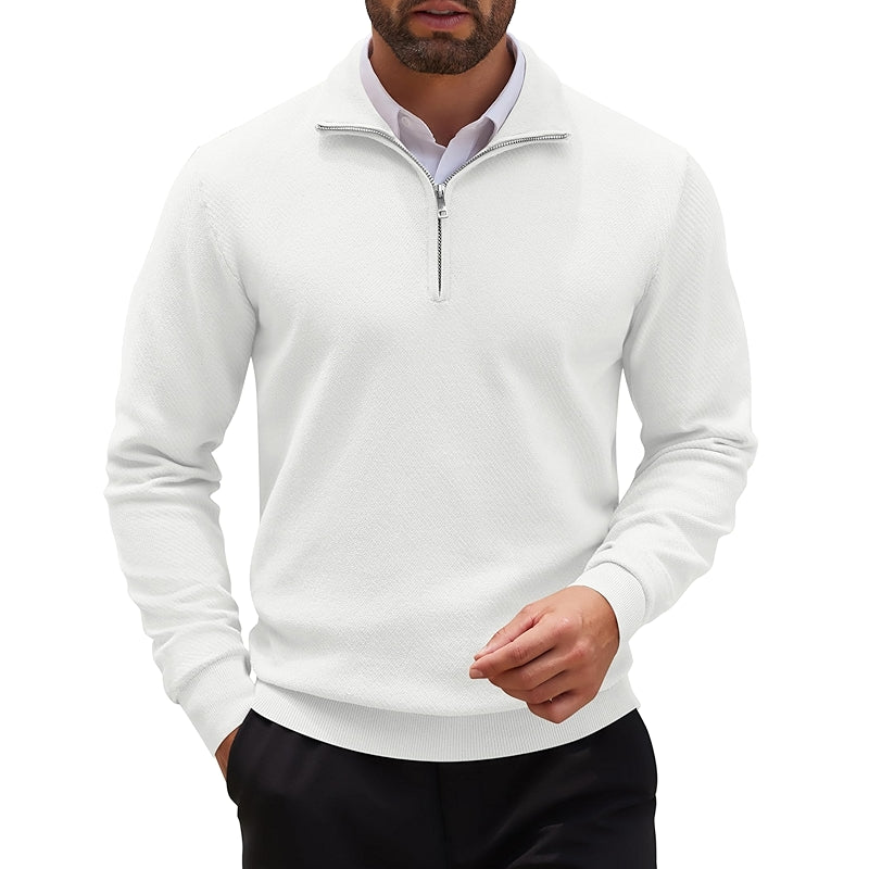 Quarter Zip Up Sweater Slim Fit Casual Long Sleeve Pullover