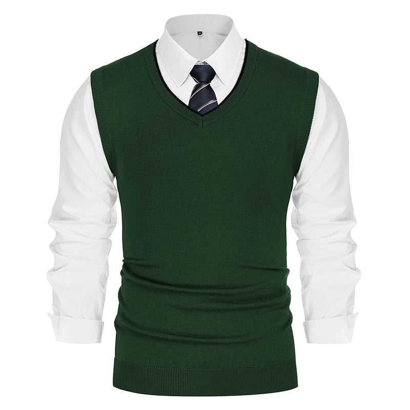 Sweater Vest Wool Blended Knitted V Neck Sleeveless Pullover