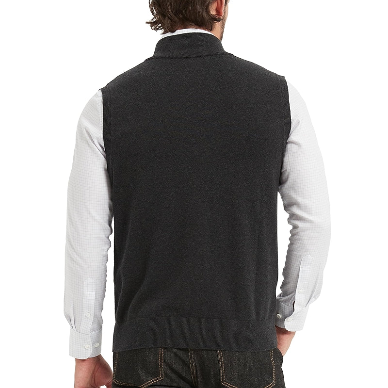Cotton Quarter Zipper Sweater Vest V Neck Lightweight Sleeveless