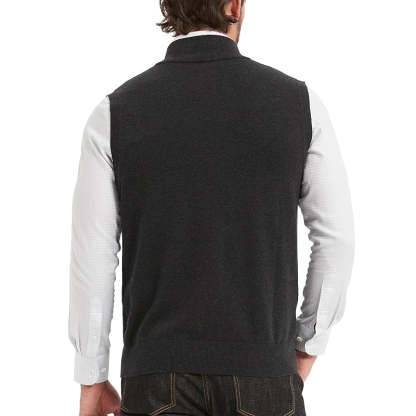 Cotton Quarter Zipper Sweater Vest V Neck Lightweight Sleeveless